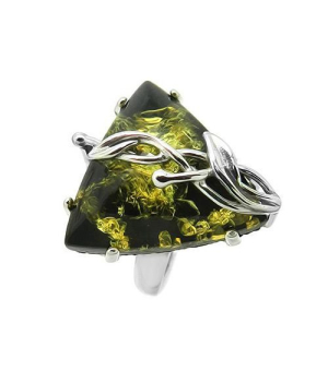 Серебряное кольцо с янтарем ‒ Mirserebra925.ru