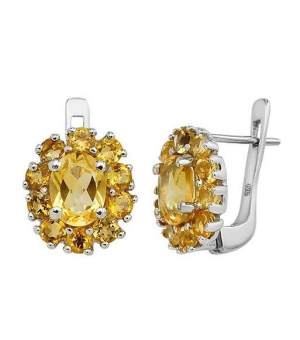 Серебряные серьги с цитрином – Mirserebra925.ru