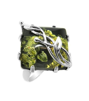 Серебряное кольцо с янтарем ‒ Mirserebra925.ru