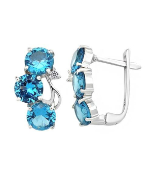 Серебряные серьги с лондон топазом кварц ‒ Mirserebra925.ru