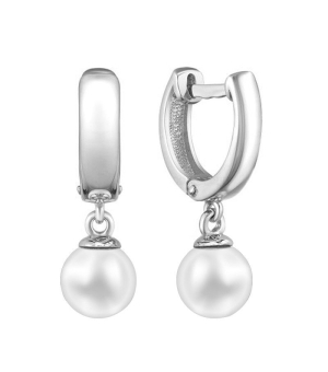 Серебряные серьги с жемчугом swarovski ‒ Mirserebra925.ru