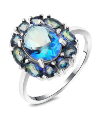 Серебряное кольцо с мистик кварцем ‒ Mirserebra925.ru