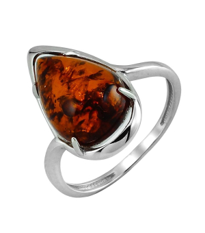 Серебряное кольцо с янтарем ‒ Mirserebra925.ru