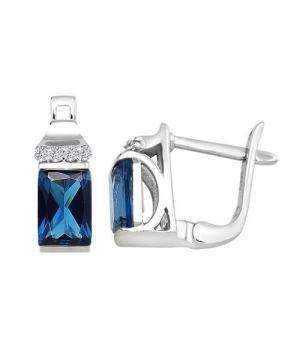 Серебряные серьги с лондон топазом кварц ‒ Mirserebra925.ru