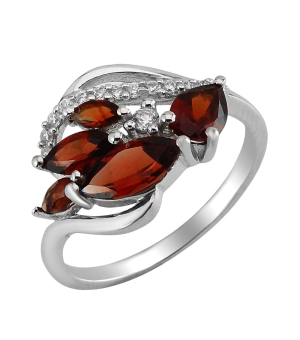 Серебряное кольцо с гранатом – Mirserebra925.ru