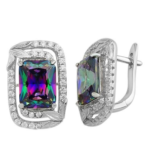 Серебряные серьги с мистик кварцем ‒ Mirserebra925.ru