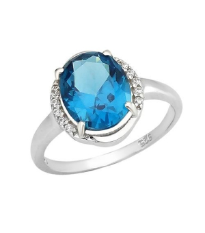 Серебряное кольцо с лондон топазом кварц ‒ Mirserebra925.ru