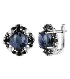 Серебряные серьги с питерсит ‒ Mirserebra925.ru