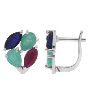 Серебряные серьги микс камней – Mirserebra925.ru