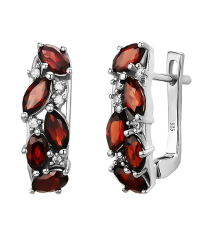 Серебряные серьги с гранатом – Mirserebra925.ru