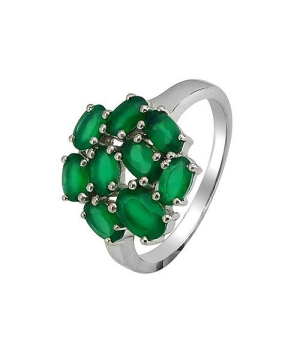 Серебряное кольцо с зеленым агатом ‒ Mirserebra925.ru