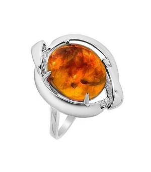 Серебряное кольцо с янтарем ‒ Mirserebra925.ru
