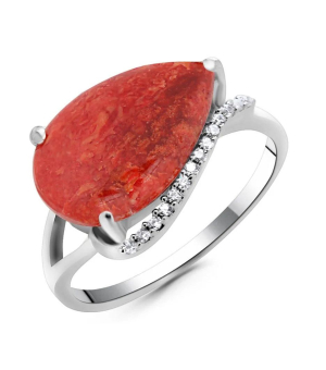 Серебряное кольцо с кораллом ‒ Mirserebra925.ru
