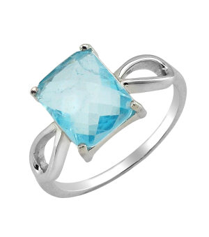 Серебряное кольцо с турмалином голубым ‒ Mirserebra925.ru