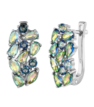 Серебряные серьги с мистик кварцем ‒ Mirserebra925.ru