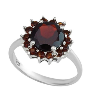 Серебряное кольцо с гранатом – Mirserebra925.ru