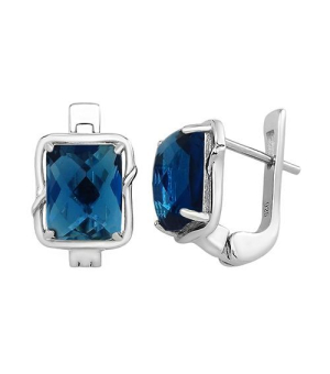 Серебряные серьги с лондон топазом кварц ‒ Mirserebra925.ru