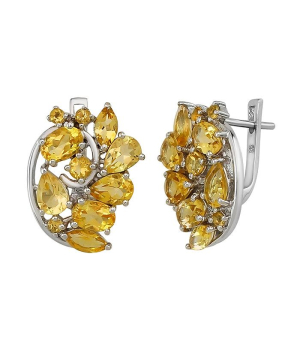 Серебряные серьги с цитрином – Mirserebra925.ru