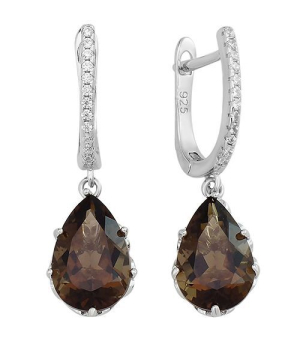 Серебряные серьги с раухтопазом – Mirserebra925.ru