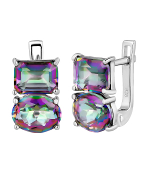 Серебряные серьги с мистик кварцем ‒ Mirserebra925.ru
