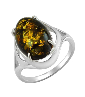 Серебряное кольцо с янтарем ‒ Mirserebra925.ru