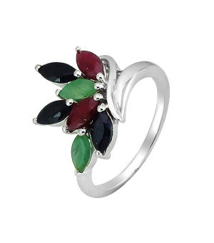 Серебряное кольцо микс камней – Mirserebra925.ru