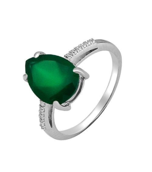 Серебряное кольцо с зеленым агатом ‒ Mirserebra925.ru