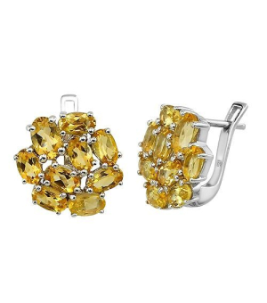 Серебряные серьги с цитрином – Mirserebra925.ru