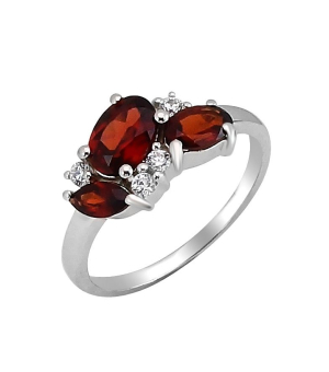 Серебряное кольцо с гранатом – Mirserebra925.ru