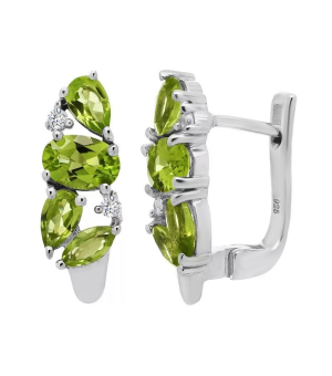 Серебряные серьги с хризолитом – Mirserebra925.ru