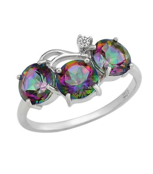 Серебряное кольцо с мистик кварцем ‒ Mirserebra925.ru