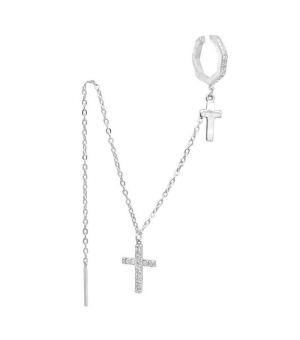 Серебряные серьги кафф с цирконом ‒ Mirserebra925.ru