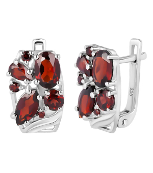 Серебряные серьги с гранатом – Mirserebra925.ru
