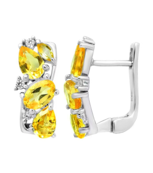 Серебряные серьги с цитрином – Mirserebra925.ru