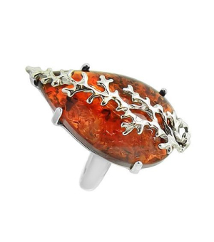 Серебряное кольцо с янтарем ‒ Mirserebra925.ru