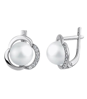 Серебряные серьги с жемчугом ‒ Mirserebra925.ru