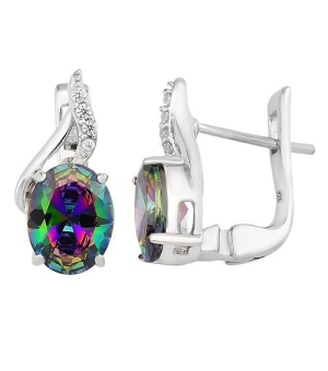 Серебряные серьги с мистик кварцем ‒ Mirserebra925.ru