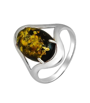 Серебряное кольцо с янтарем ‒ Mirserebra925.ru