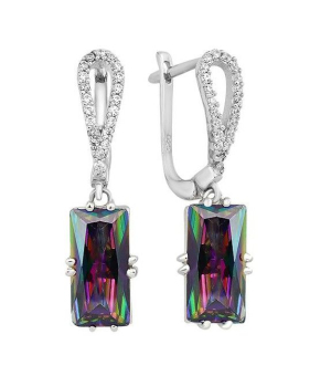 Серебряные серьги с мистик кварцем ‒ Mirserebra925.ru
