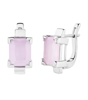 Серебряные серьги с розовым кварцем – Mirserebra925.ru