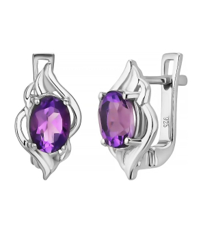 Серебряные серьги с аметистом ‒ Mirserebra925.ru