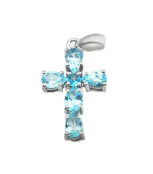 Серебряный крестик с топазом ‒ Mirserebra925.ru