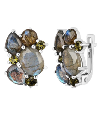 Серебряные серьги микс камней – Mirserebra925.ru