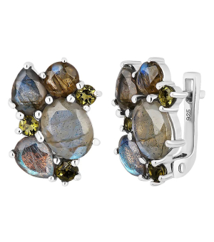 Серебряные серьги микс камней – Mirserebra925.ru