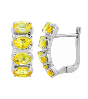 Серебряные серьги с цитрином – Mirserebra925.ru