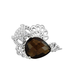 Серебряная брошь с раухтопазом ‒ Mirserebra925.ru