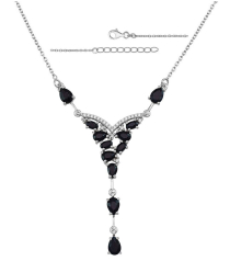 Серебряное колье с сапфирами – Mirserebra925.ru