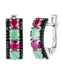 Серебряные серьги микс камней – Mirserebra925.ru