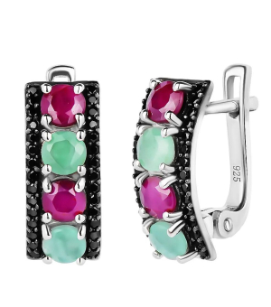 Серебряные серьги микс камней – Mirserebra925.ru