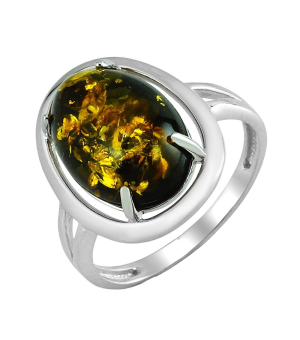 Серебряное кольцо с янтарем ‒ Mirserebra925.ru
